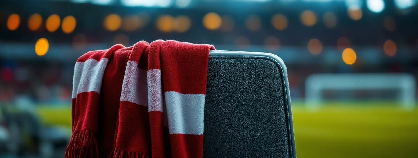 Fanschals und Trikot vor Stadionlichtern